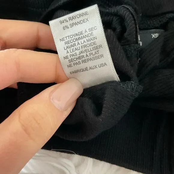 NEW Revolve Michael Lauren Black Rib Haren Prisoner Tie String Waistline XS